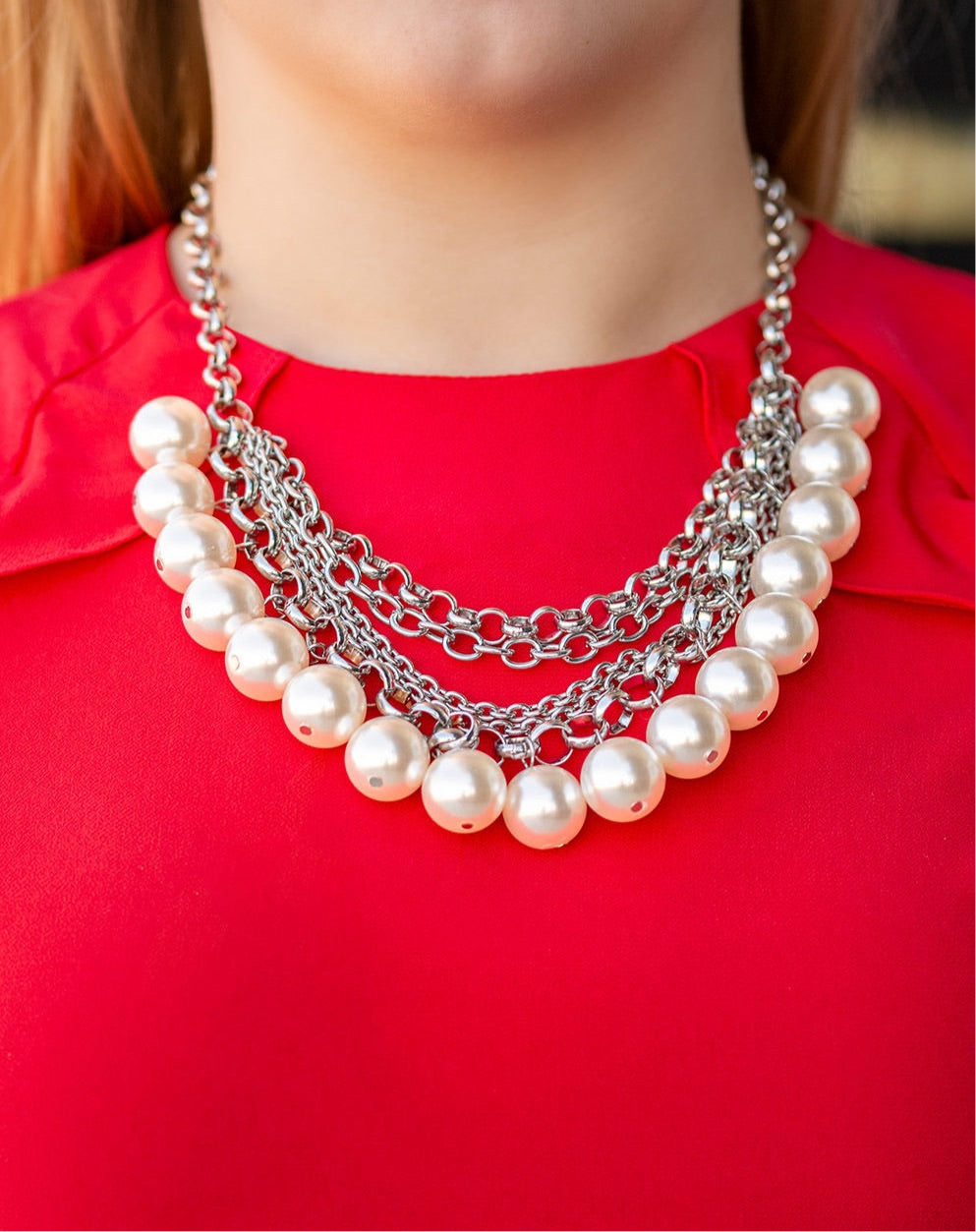 Pearl and silver set