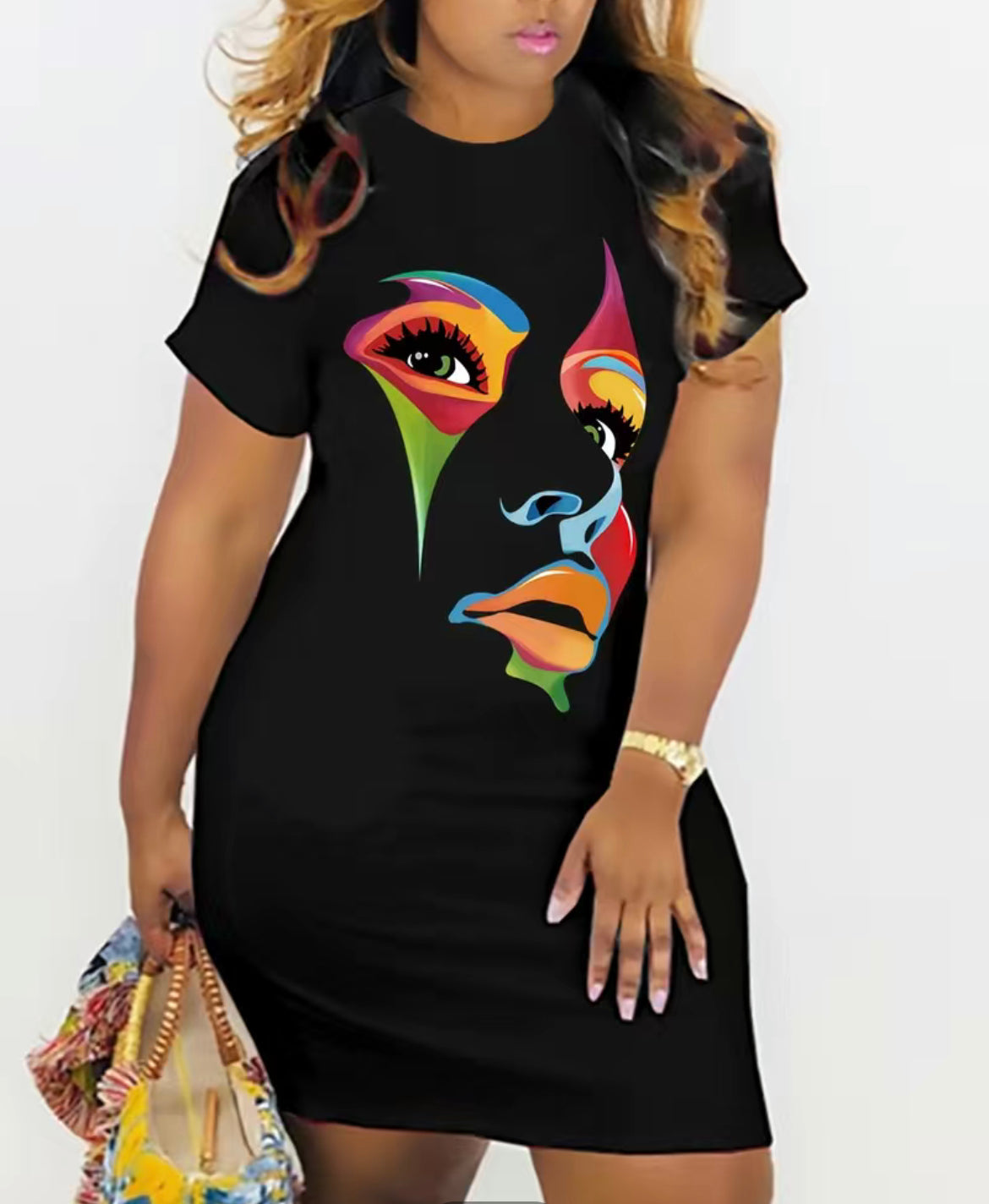 Graphic face dress